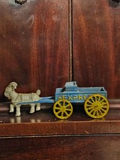 Vintage Cast Iron Express Wagon Cart Pulled By A Goat Collectible Toy