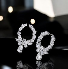Womens Multi Shape Diamond Earrings Lab Created 15 Carat Hoops 950 Platinum