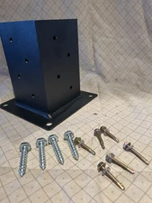 4 x 4 Cocoarm Post Base Anchor 1 PC Black Powder-Coated Deck Bracket W/hardware.