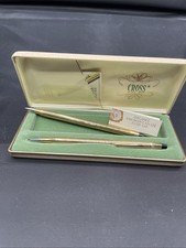 Vtg Cross 12KT Gold Filled Pen Works Ad Pencil 10k Gold Filled Tan Green Box