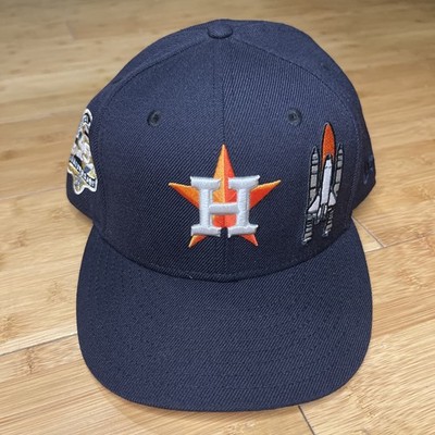 New Era 59FIFTY Houston Astros Space Shuttle Rocket Navy Wool Fit 7 7/8 Hat Nice