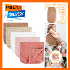 Baby Burp Cloths 100 Percent Cotton Muslin 10x20 Inches Pink Coffee 5 Pack