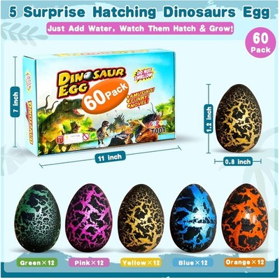 Grow in Water Dino Eggs with Toys, Easter Basket Stuffers