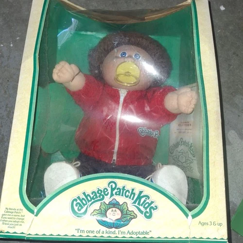 Vintage in box 1984 Cabbage Patch Kids Reed Wilbur birth certificate brown blue