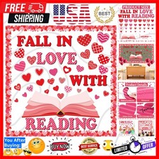 Valentine's Day Reading Bulletin Board Decorations Set Valentines Red Heart B...