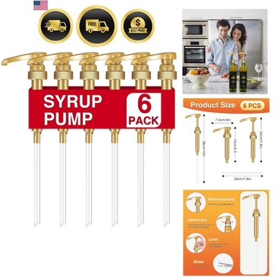 Coffee Syrup Pumps, 6 Pack Gold Syrup Pump, Skinny Syrup Pump for 750ml 25.4o...