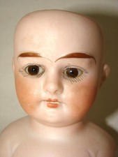 Antique Hand Painted BISQUE DOLL HEAD, Glass Eyes, Open Mouth, ALMA 12/0 GERMANY