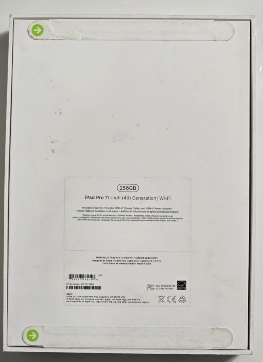 Apple iPad Pro 11-inch (4th generation) A2759 256 GB, Wi-Fi, 11 in