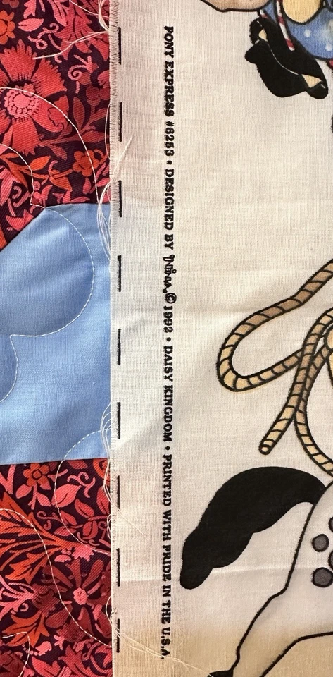 Panel artesanal impreso con conejitos vintage Daisy Kingdom 1992 “PONY EXPRESS” #6253 Foto 4 de 4