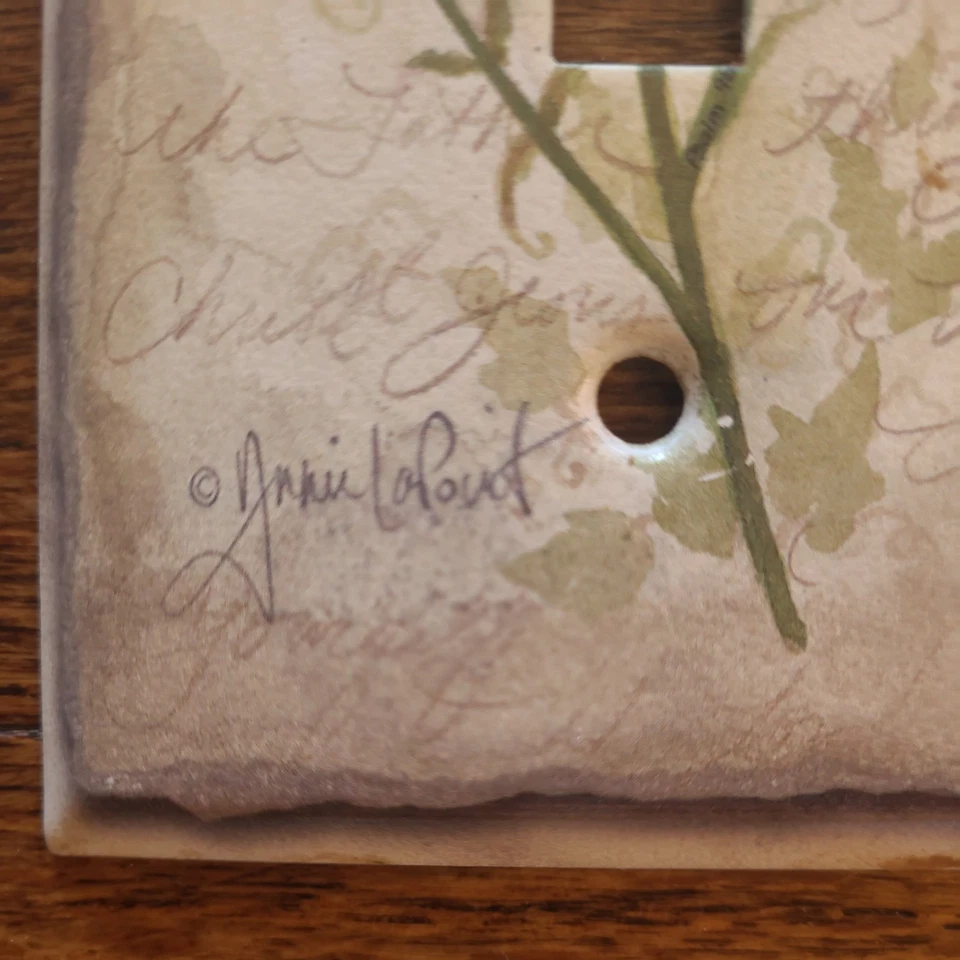 Placa de cubierta de interruptor de luz doble morera rosas flores rosa verde palanca metal EE. UU. Foto 2 de 4