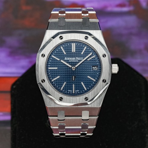 Audemars Piguet Royal Oak Jumbo Extra Thin Blue COMPLETE - 15202ST.OO.1240ST.01