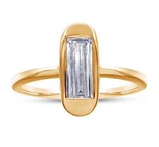 1/4 Ctw Baguette Cut Lab Grown Diamond Solitaire Ring 14K Yellow Gold