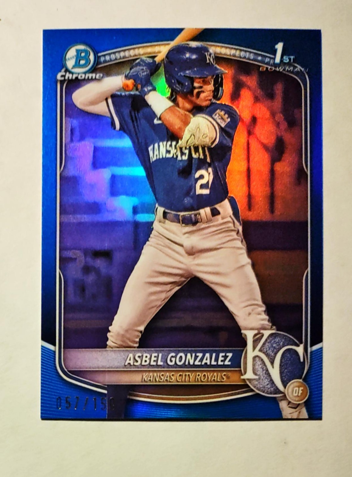 Asbel Gonzalez 2025 1st Bowman Chrome BLUE REFRACTOR 057/150 #BCP-4 Prospect M6