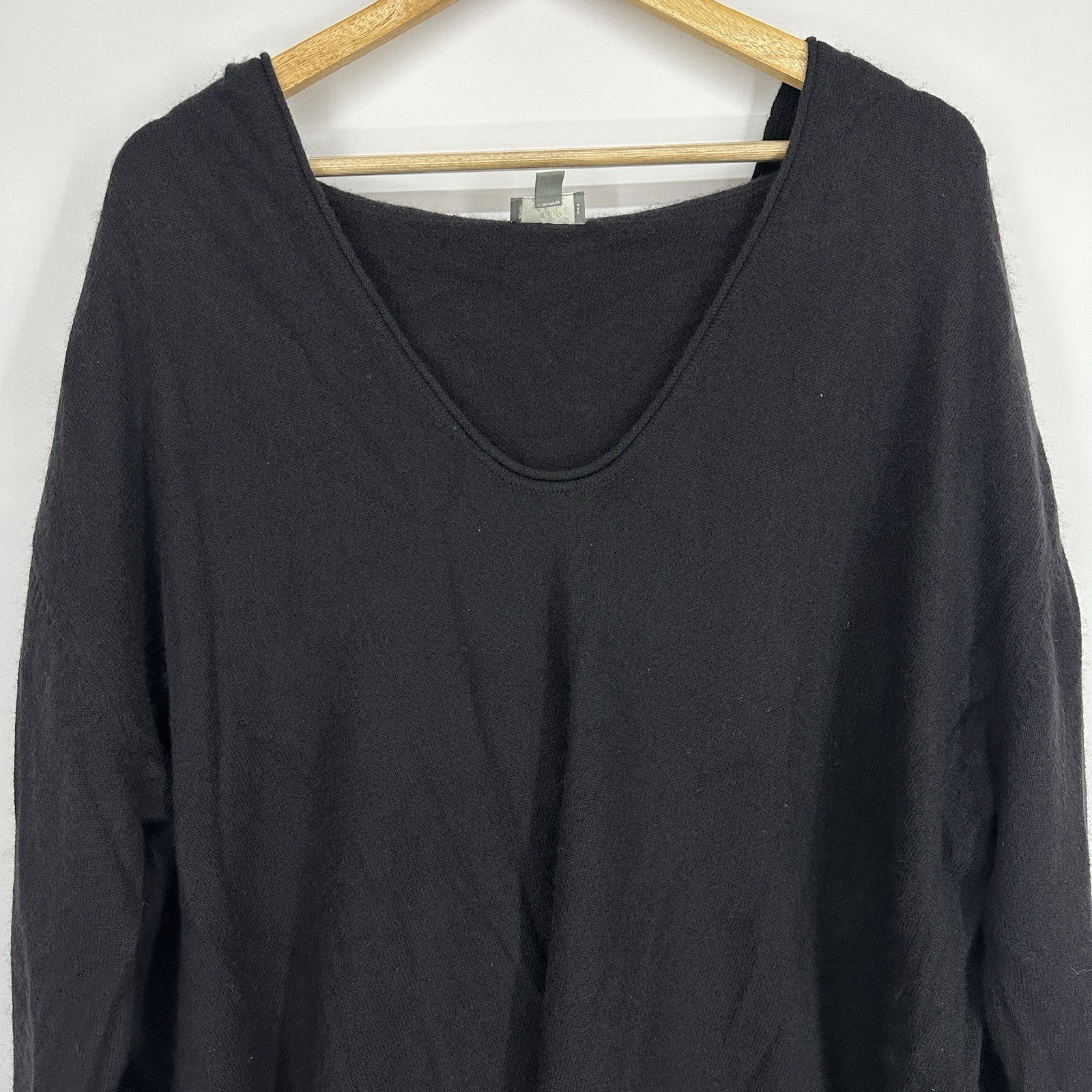 J Jill Cashmere Tunic XL Hoodie Long Sleeve Shirt Soft Quiet Luxury Basic Black