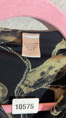 CHICO'S Oversized Jacket Gold Thread Leaf Windbreaker Full Zip Hooded Sz 2 (M) - Picture 3 of 7
