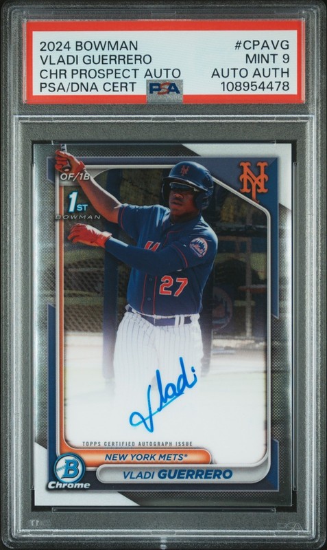 2024 Bowman Chrome Vladi Guerrero Prospect Auto PSA 9 Mint Mets