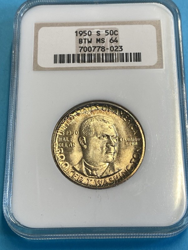 1950-S  50C  BOOKER T WASHINGTON SILVER HALF DOLLAR (BTW) NGC MS65 Old Fatty