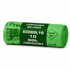 Eco360 Compostable Waste Bags 80L Corn Starch Eco Bin Liners