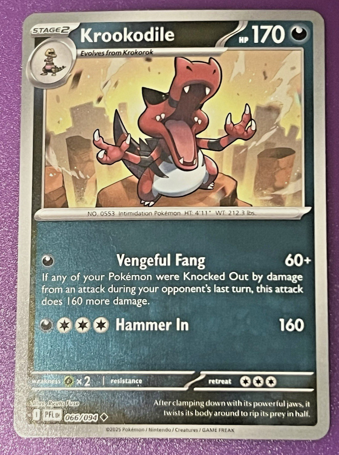 Pokemon Krookodile Phantasmal Flames 066/094 Reverse Holo