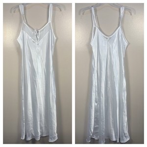 VTG Jones New York Satin Full Length Slip Dress Chemise White Mesh Size L