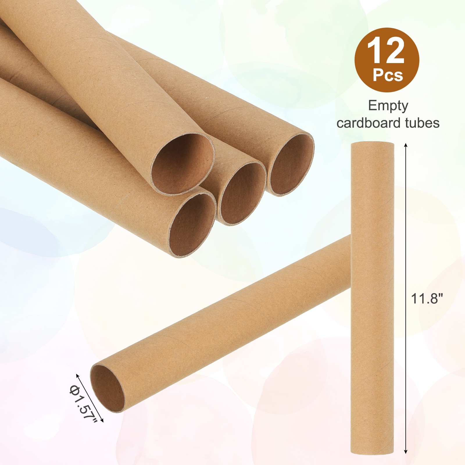 Cardboard Tubes Toilet Paper Rollers Bulk, Brown, 1.57 x 11.8, 12 Pcs