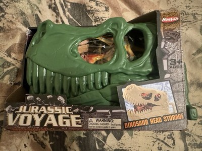 Hunson Jurassic Voyage Dinosaur Head Storage Carry Case + Figures Toy Set, New