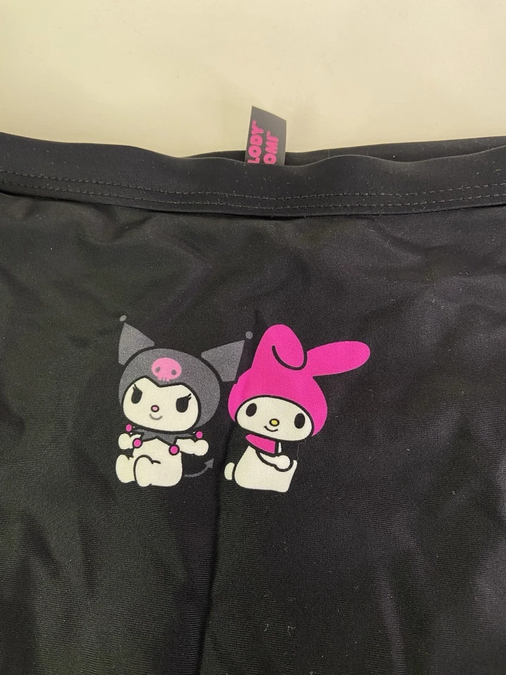 Calças de natação My Melody and Kuromi Flame pretas cintura alta femininas juniores grandes - Imagem 3 de 4