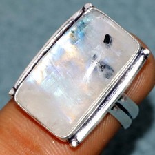 925 Silver Plated Rainbow Moonstone Ring US 6 Stylish Jewelry Fashion Sale GW