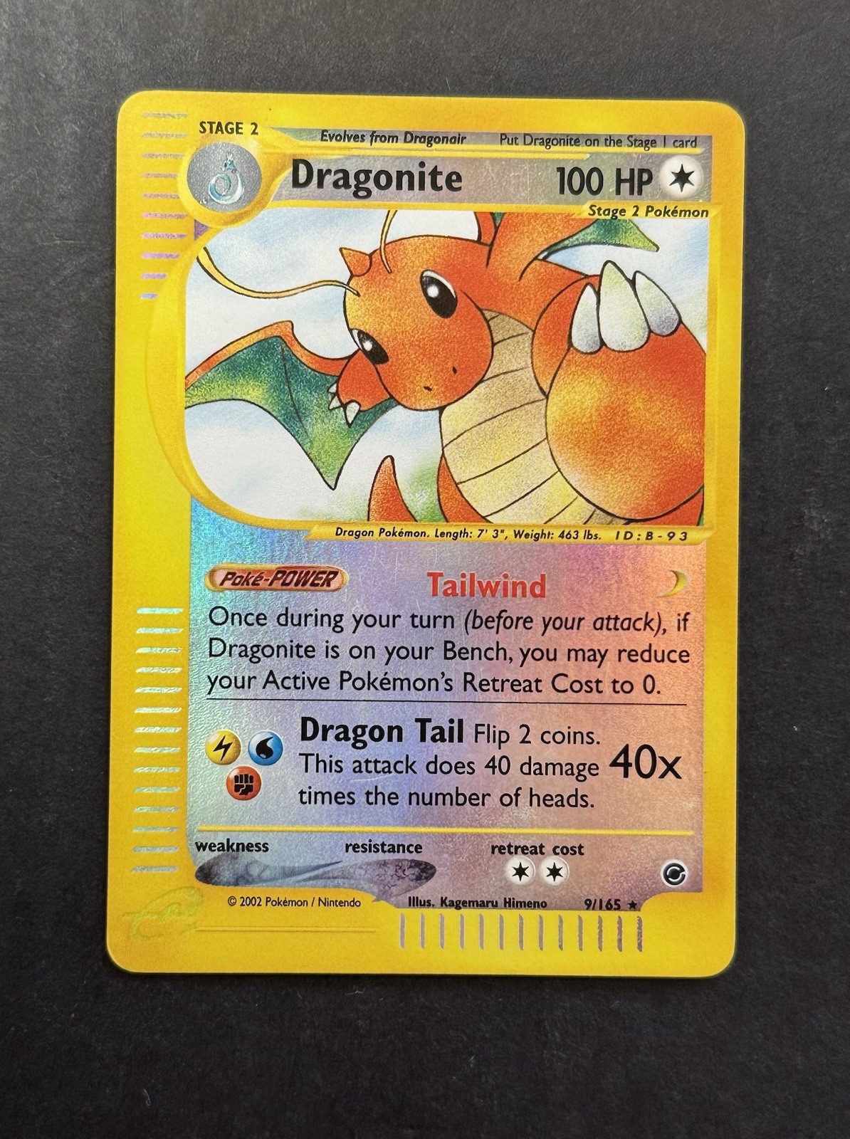 Dragonite- 9/165- Expedition- Reverse Holo Foil- Pokemon Card