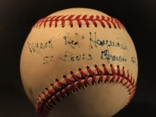 Single Signed Baseball, 1944 Cinderella St. Louis Browns, Myron 