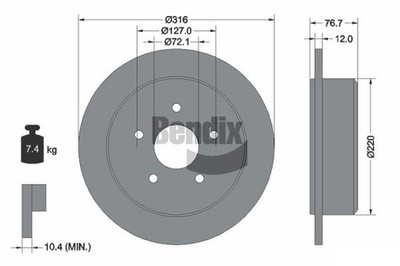 2 PCS BENDIX Braking BDS1793 Brake Disc