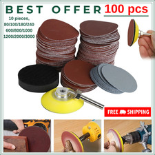 100pcs 2Inch 80-3000 Grit Mixed Sander Sanding Discs Pads Hook & Loop Sandpaper 0.11 per gallon