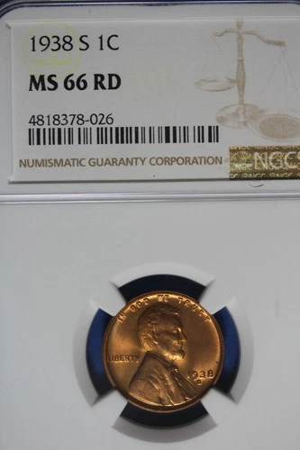 1938 S NGC M66RD LINCOLN WHEAT CENT #B50735