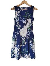 Vince Camuto Floral Print Sleeveless Scuba Dress Navy Mini Length Women Size 4