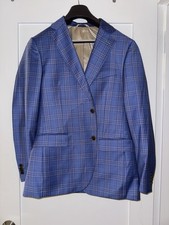 IBIZA Berano Blue Plaid Suit Jacket Blazer Sport Coat Size Regular 40 R Zignone