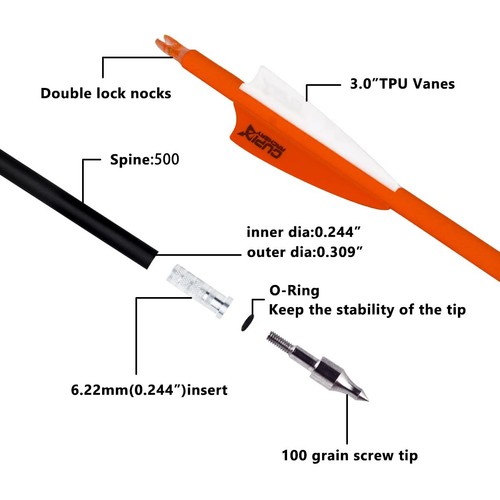 Carbon Arrow Archery 30inch Hunting Target Practice Arrows for Compound & Rec... - Picture 3 of 7