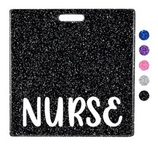 Nurse ID Badge Holder Black Glitter Horizontal Card Buddy Nursing Accessories
