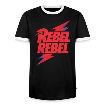 David Bowie Rebel Rebel Mit Blitz Männer Kontrast T-Shirt