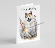 Personalised Dog Akita, Art Birthday Card, Mothers Day, Thank You, Get Well