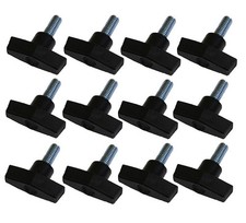 Set of 12 Zinc Plated 1.5" x 3/8-16 Thread Thumb Screws with 2" Plastic Knob