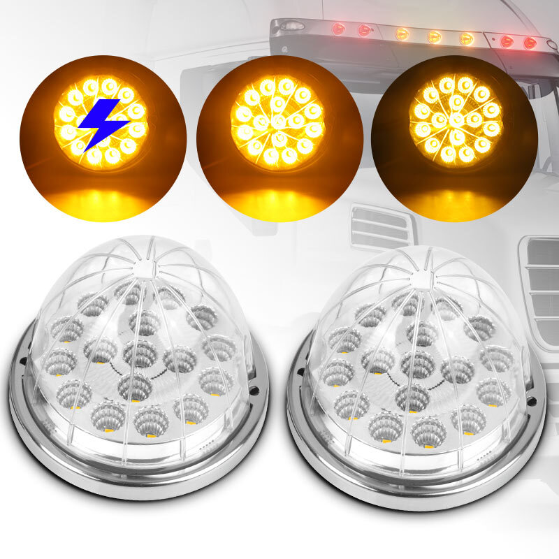 2x Amber LED Watermelon Light Semi Truck Fender Side Marker