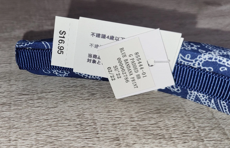 Diadema GAP Niños Niñas Azul Bandana Estampado Paisley Nueva con Etiquetas Foto 4 de 4