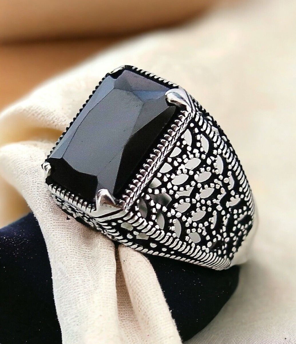 Circonita Cubica Anillos De Lujo Para Hombres 925 Plata De Ley