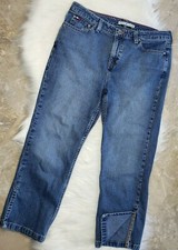 Vintage 90's TOMMY HILFIGER Women's Denim Jeans Cropped Capri Ankle Accent Sz 10