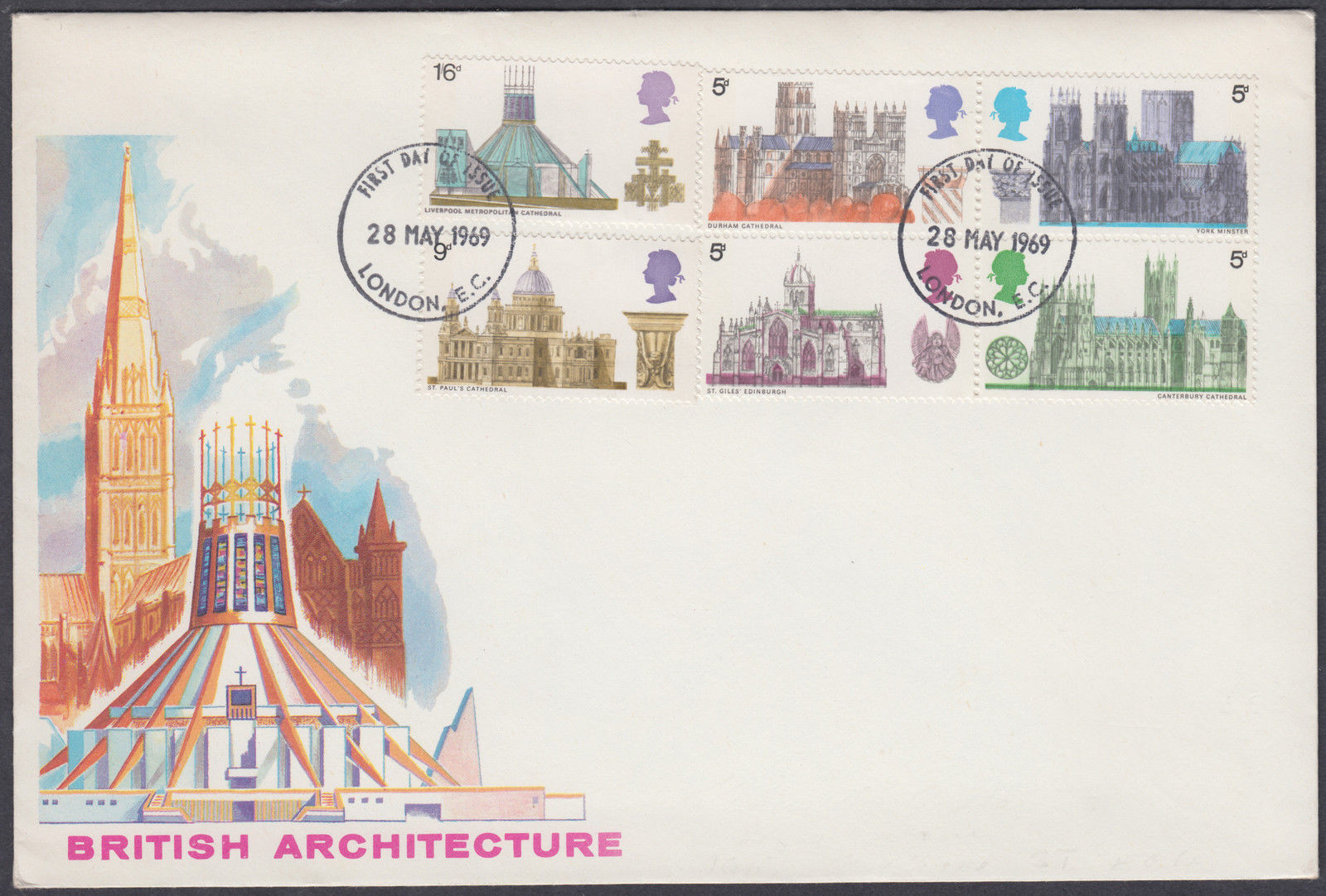 1969 British Cathedrals scarce design FDC; London EC FDI
