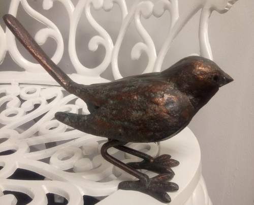 Garden Birds Ornament, Sparrows Statues Bronze Effect Cast Iron Bird pair Set - Picture 9 of 19