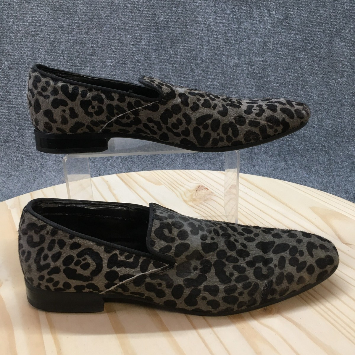 Calvin Klein Shoes Mens M Ilias Slip On Loafers Gray Almond Casual  Leopard