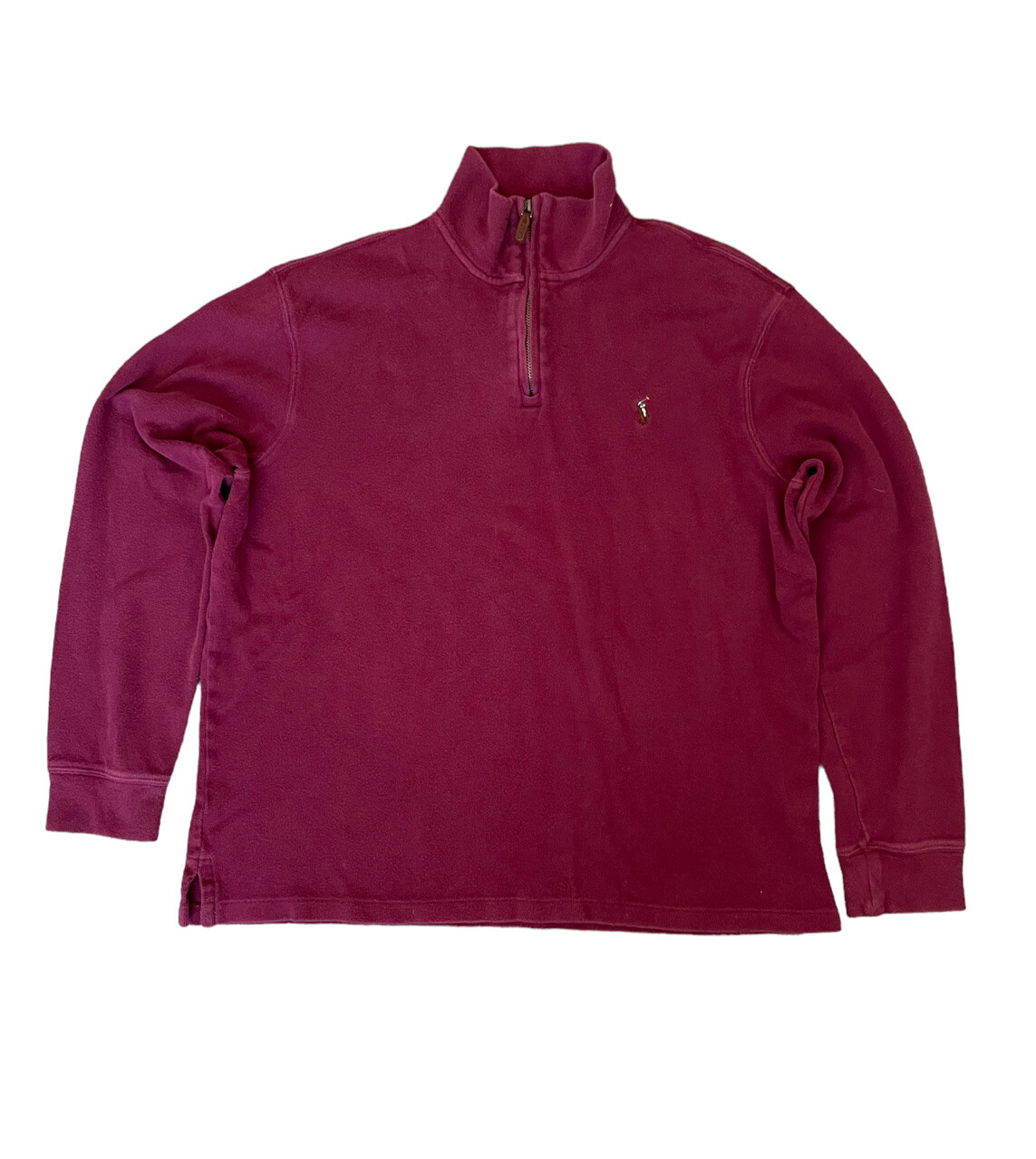 Polo Ralph Lauren Sweater Maroon Red Pony Zip Estate Rib Cotton Men’s Size Large