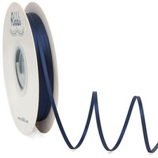 Satin Ribbon 1/8 inch x Continuous 100 Yards Thin Navy Ribbon Double Faced Us...
