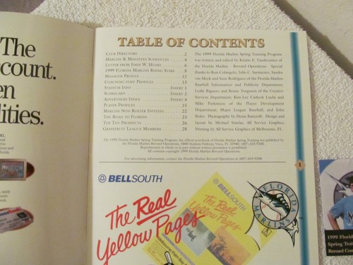 FLORIDA MARLINS 1999 SPRING TRAINING PROGRAM SPACE COAST STADIUM - Foto 2 di 9